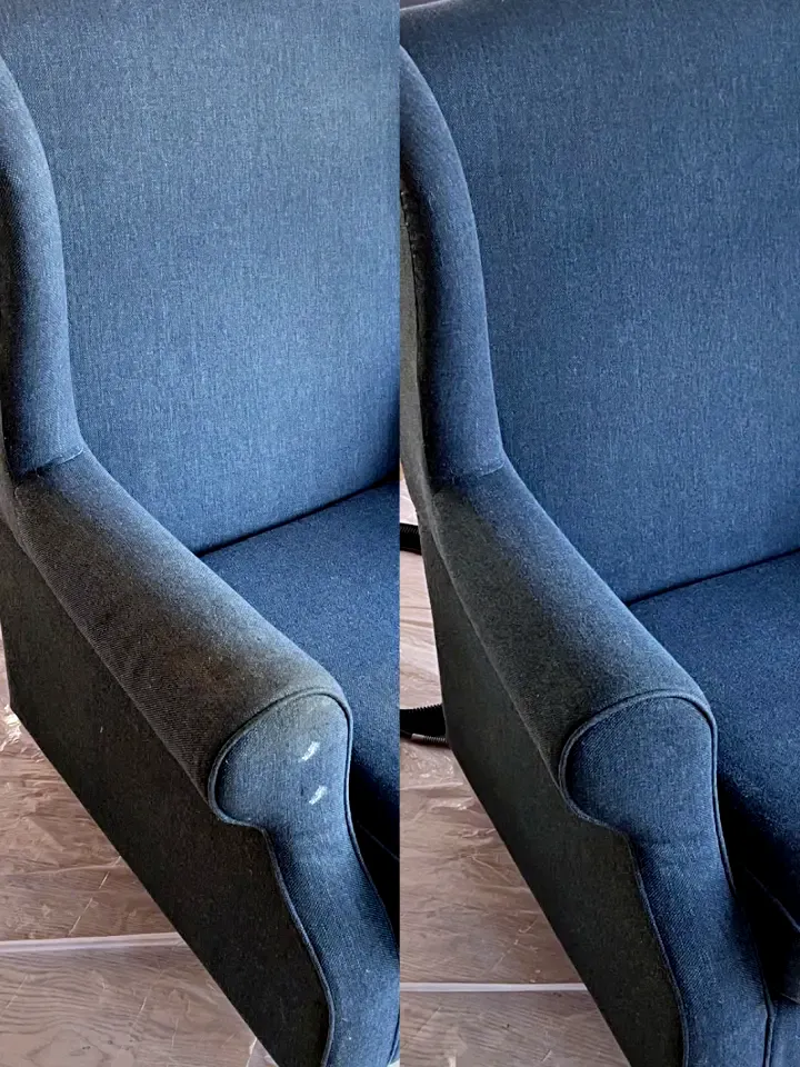 Strahlende Reinheit dank professioneller Polsterreinigung Vorher Nachher Vergleich der Polsterreinigung