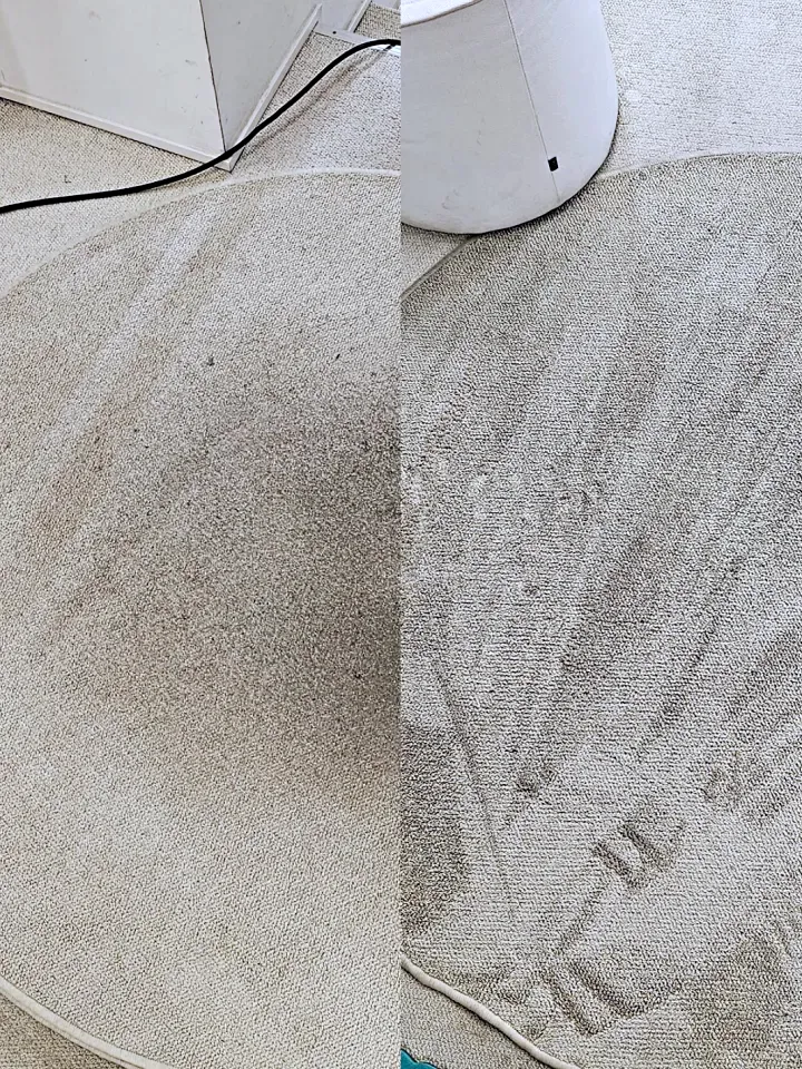 Porentiefe Hygiene und Sauberkeit dank der mobilen Polsterreinigung Polster vor und nach der Reinigung durch Louis Polsterreinigung