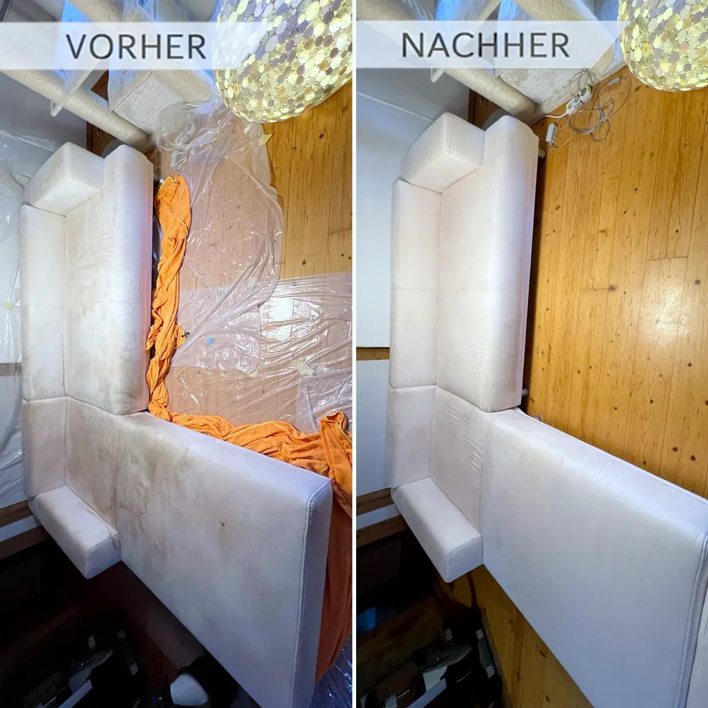 Couch porentief gereinigt - Vor-Ort-Service von Louis Sofa vor und nach der Polsterreinigung