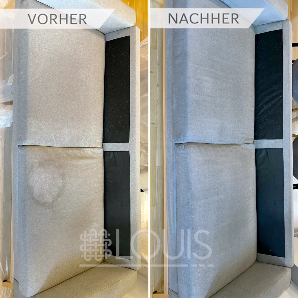 Couch porentief gereinigt - Vor-Ort-Service von Louis Sofa vor und nach der Polsterreinigung