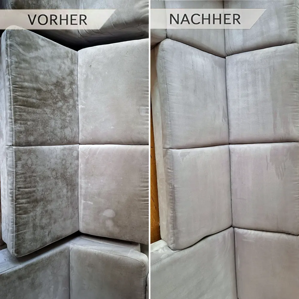 Couch porentief gereinigt - Vor-Ort-Service von Louis Sofa vor und nach der Polsterreinigung